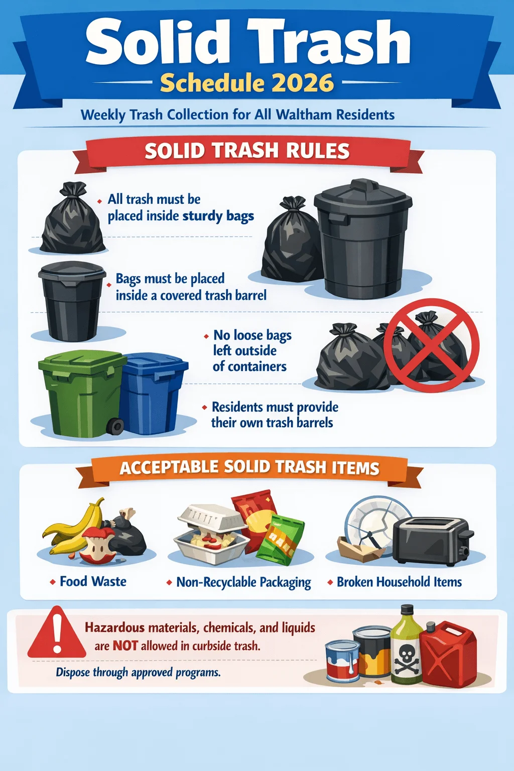 waltham solid trash schedule