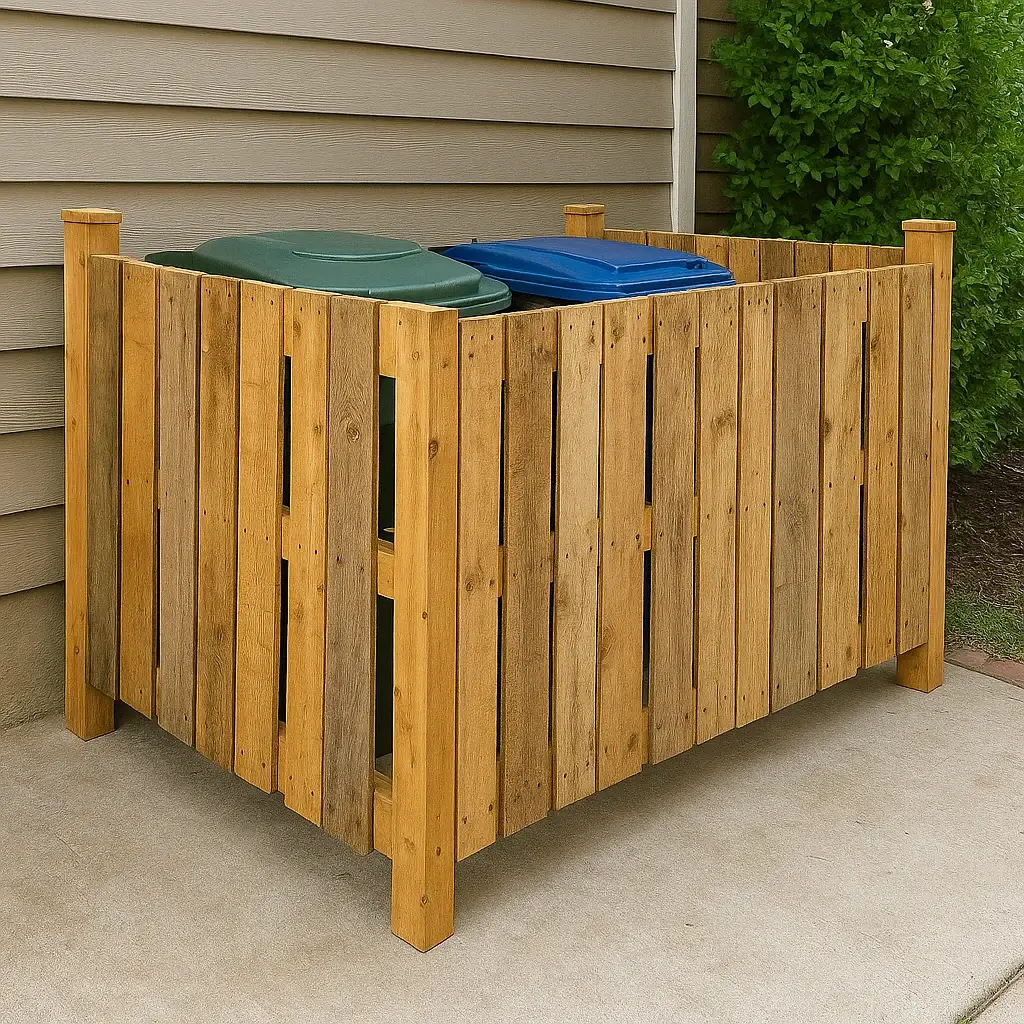 DIY Pallet Fence for Trash Cans