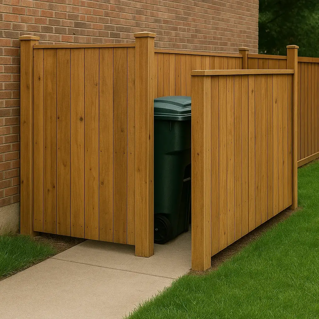 Store Bins Behind a Fence Extension