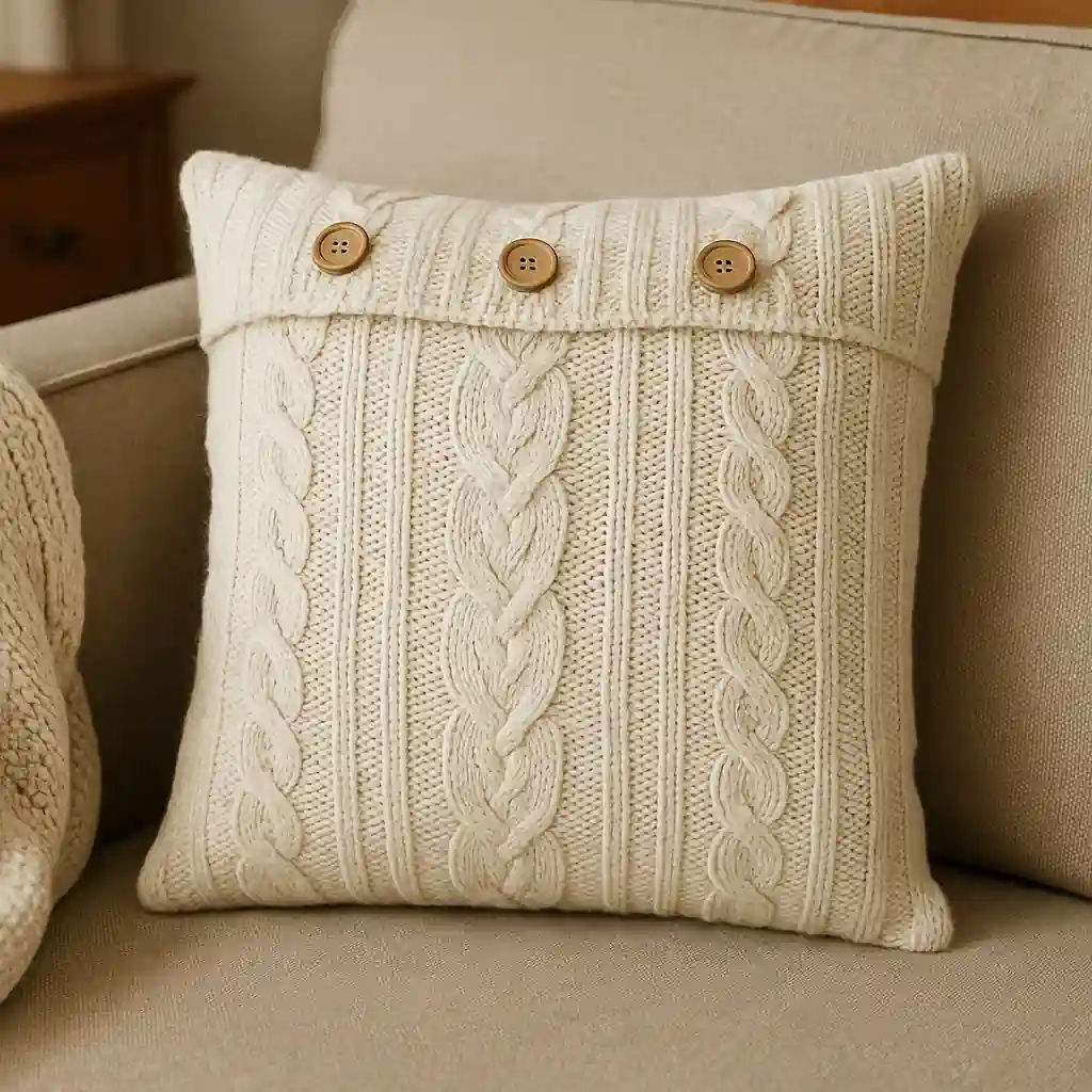 Sweater into a Cozy Pillow Cover