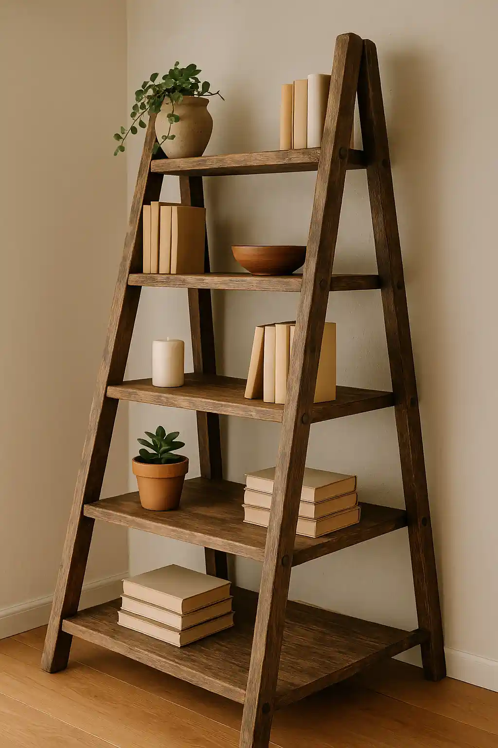 Turn an Old Ladder into a Rustic Bookshelf