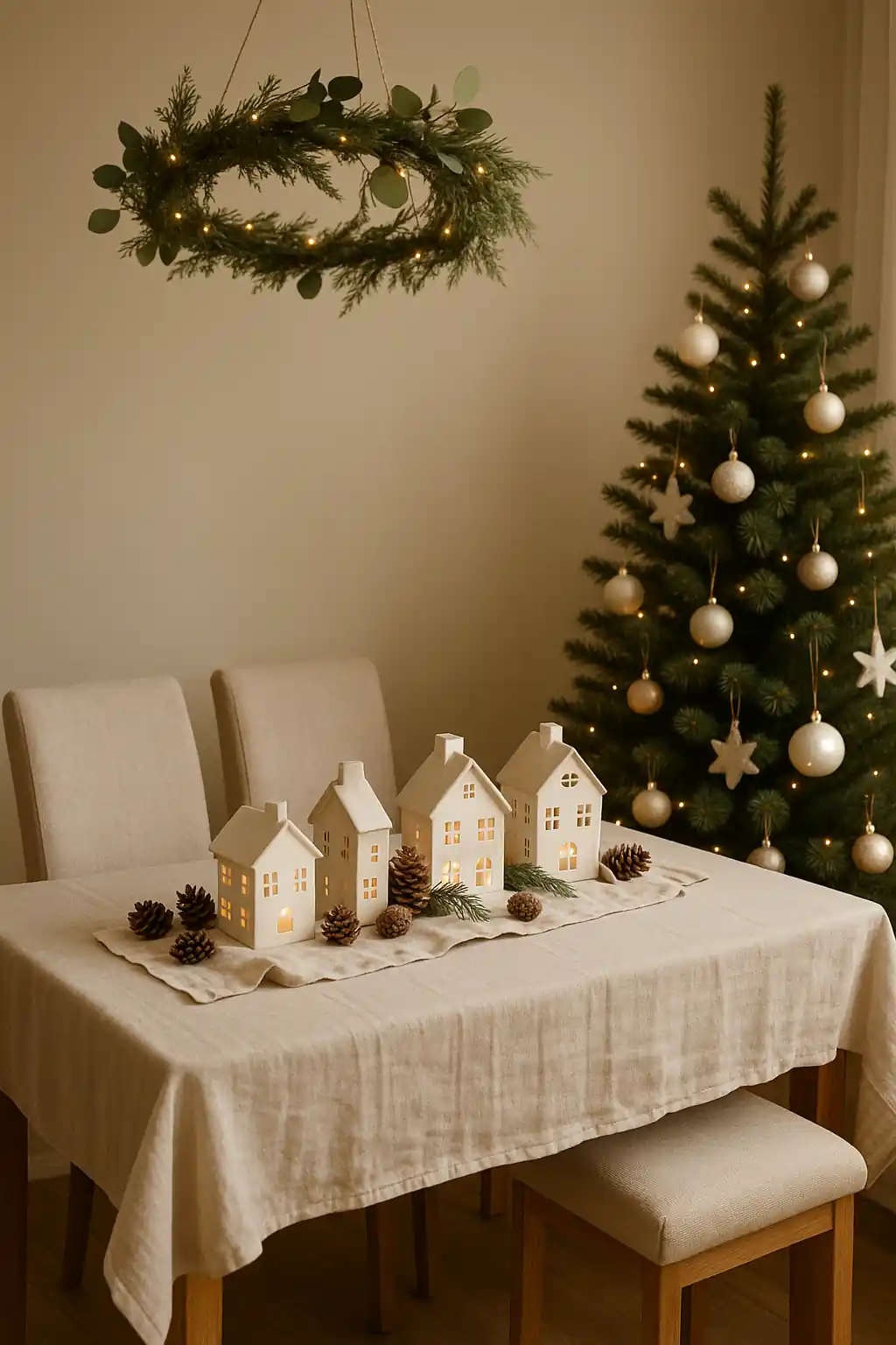 Linen Tabletop Christmas Village