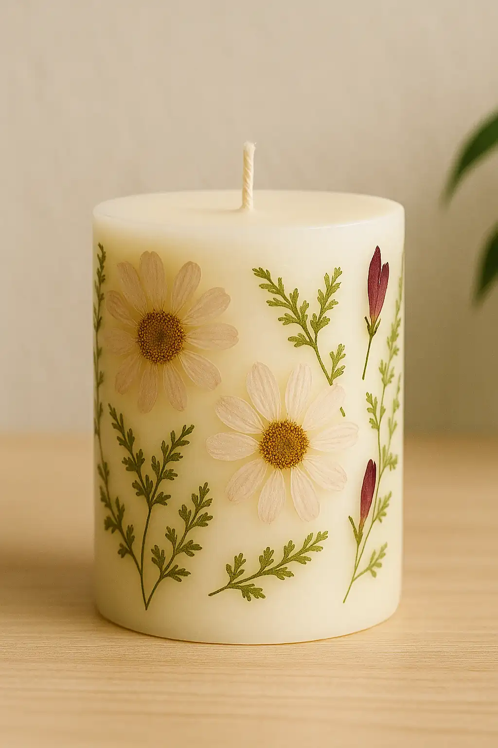 pressed flower soy candle