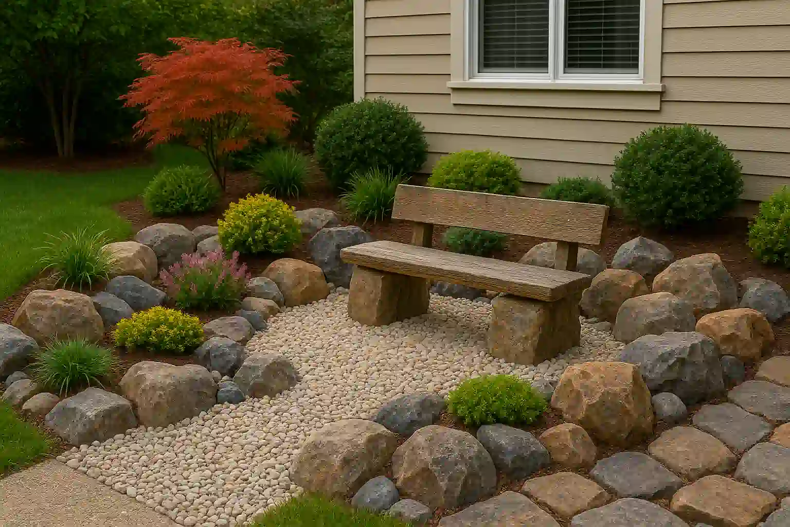 Rock Garden with Seating Area