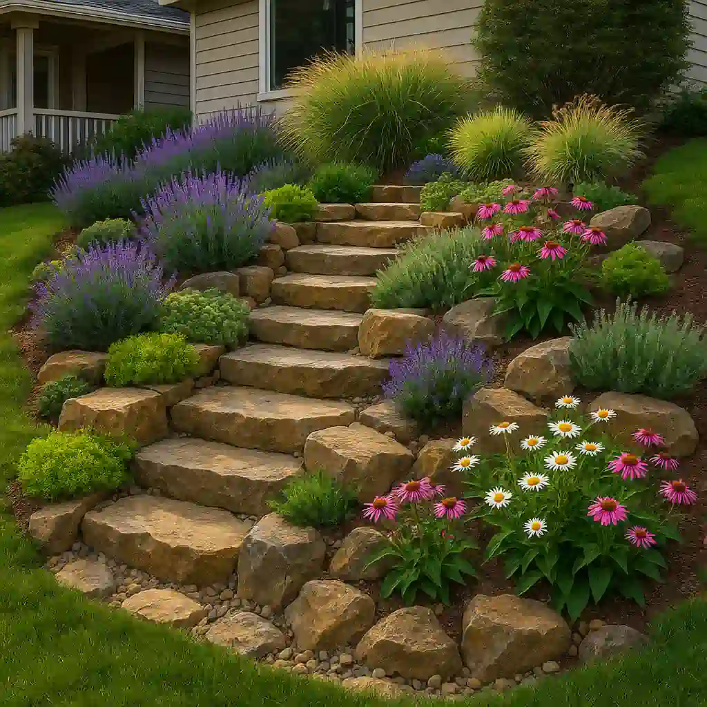 Stepped Stone Garden on a Slope