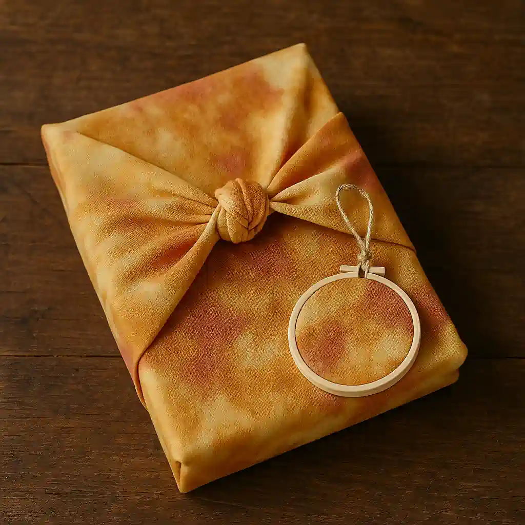 tie dye fabric wrap and ornament