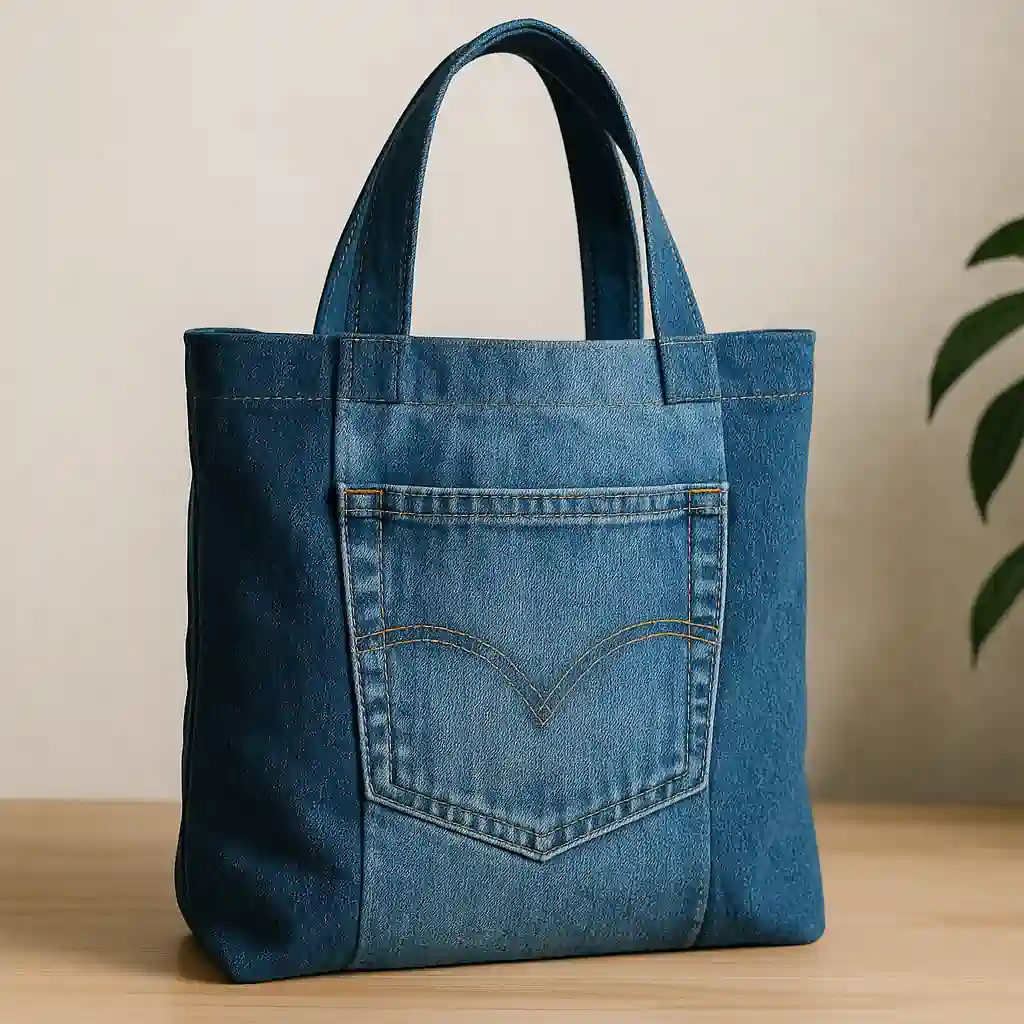 upcycled denim tote bag 1