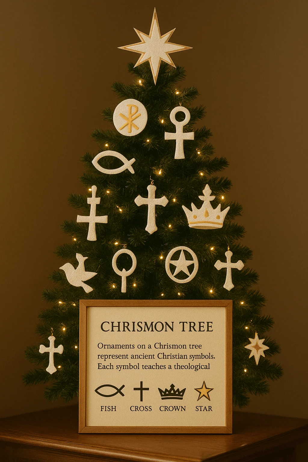 Chrismon Tree Christian Symbol Ornaments Display