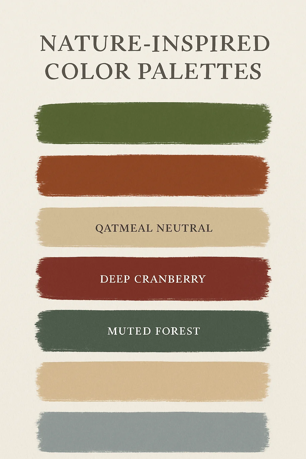 nature inspired winter color palette with muted forest green deep cranberry oatmeal neutral and earthy tones on a minimalist background