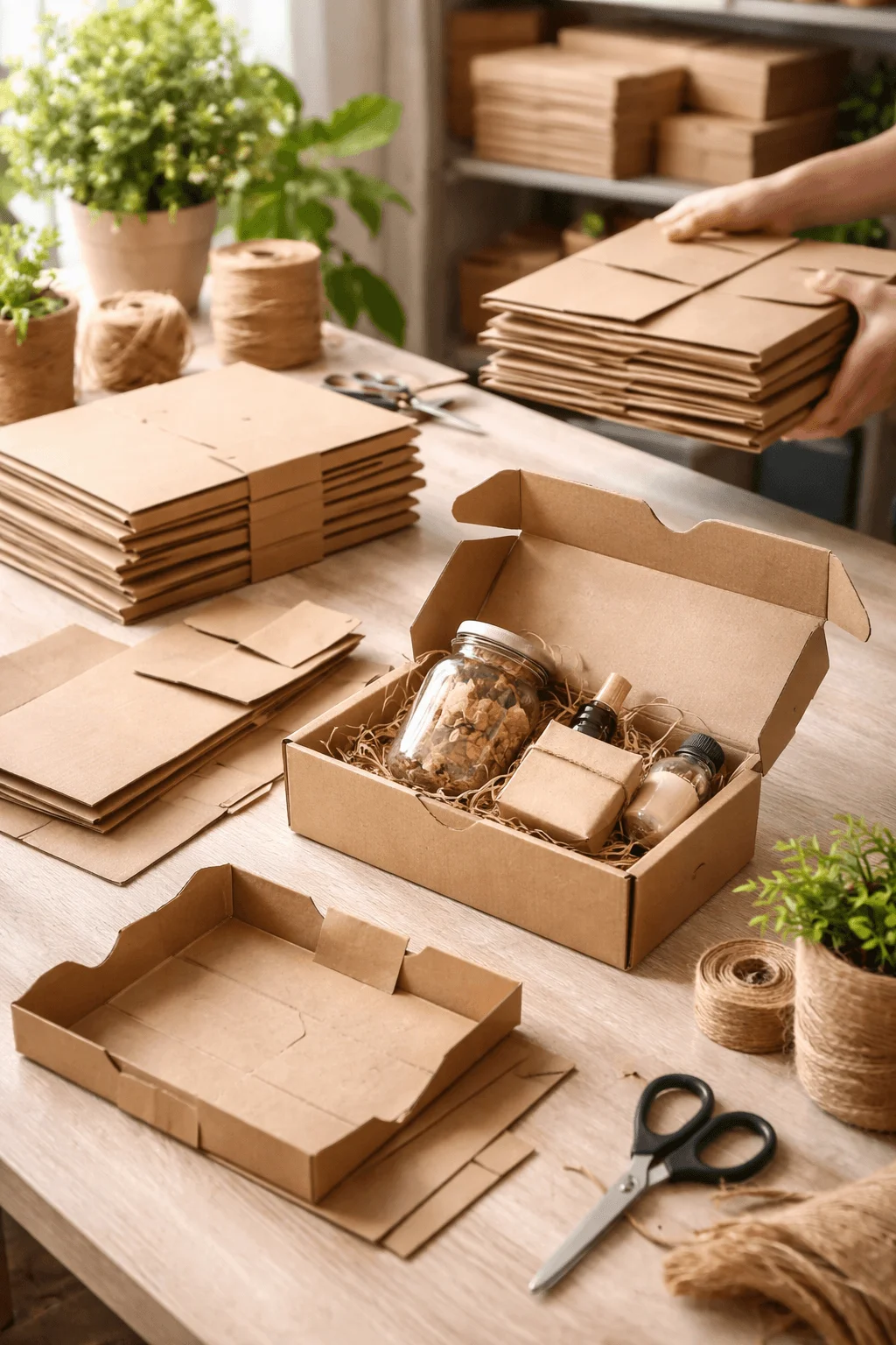 Foldable reusable packaging boxes made from kraft cardboard, designed for easy assembly, storage, and repeated use in eco friendly packaging systems