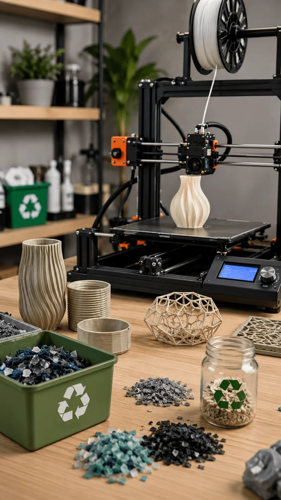 3D printed sustainable product design innovations featuring eco friendly materials recycled plastics additive manufacturing technology and creative sustainable product development process