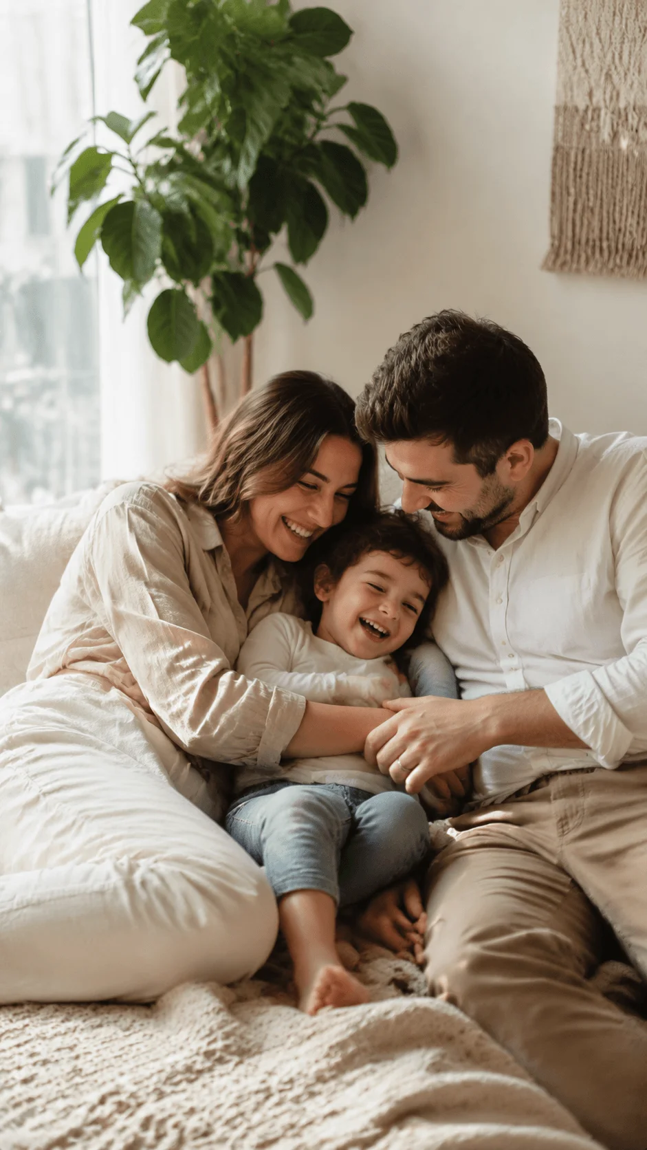 Authentic photography celebrating real moments with a family sharing a natural lifestyle moment at home