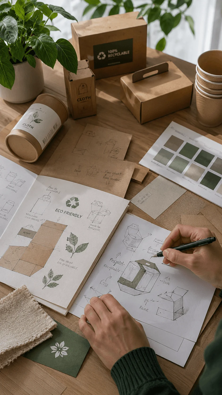 Sustainable packaging design service creating eco friendly recyclable boxes containers labels and product packaging concepts
