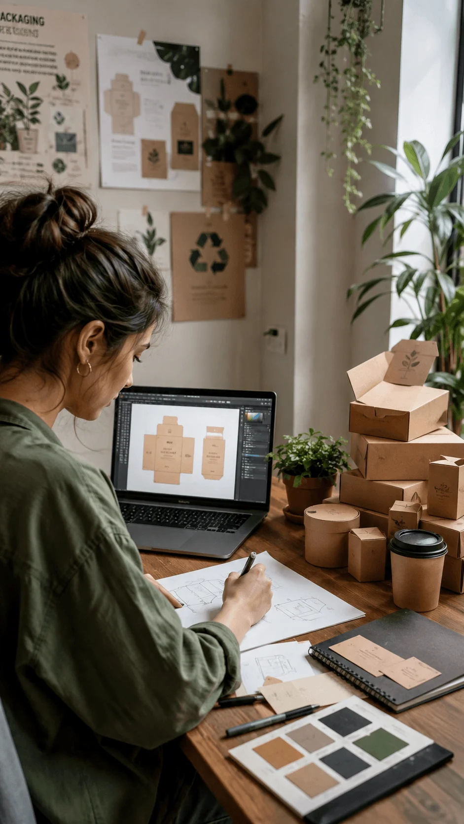 Sustainable packaging service for small businesses with eco friendly cardboard boxes and recyclable packaging designs